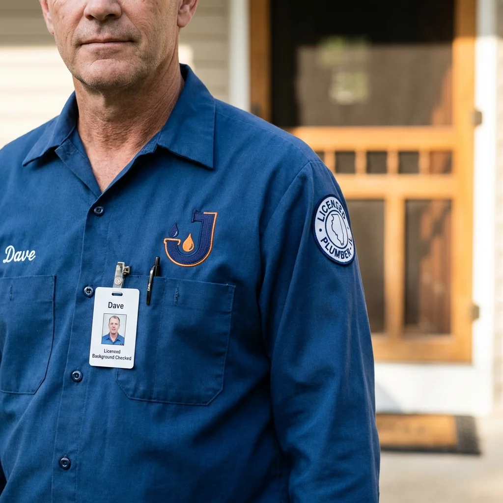 Licensed plumber showing ID badge in Zebulon, GA