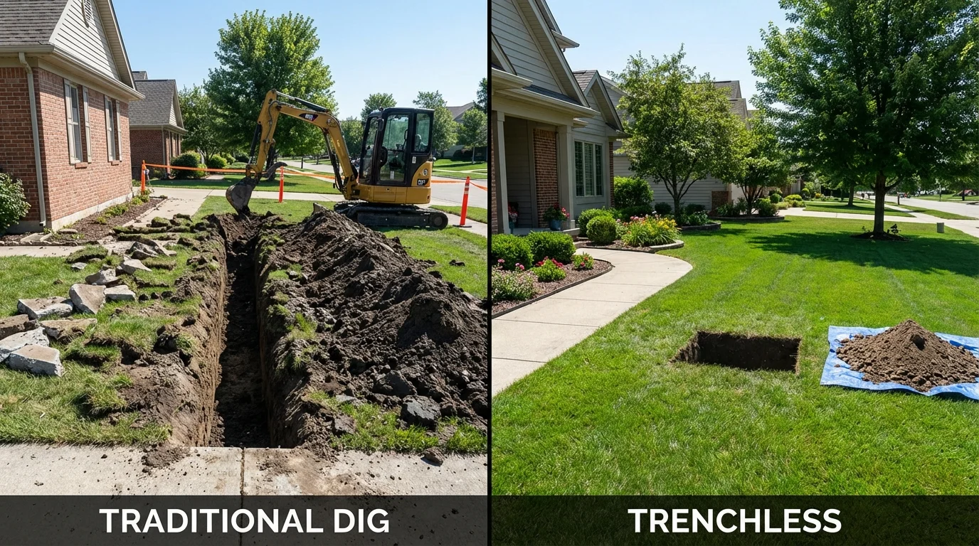Trenchless sewer repair with minimal yard damage versus traditional excavation in Zebulon, GA